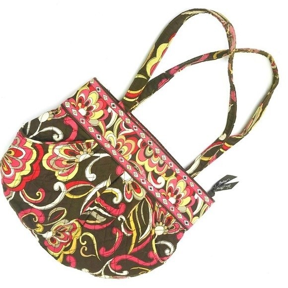 Vera Bradley Handbags - Vera Bradley MORGAN Tote in Retired Puccini Print Quilted Brown Red Orange RARE